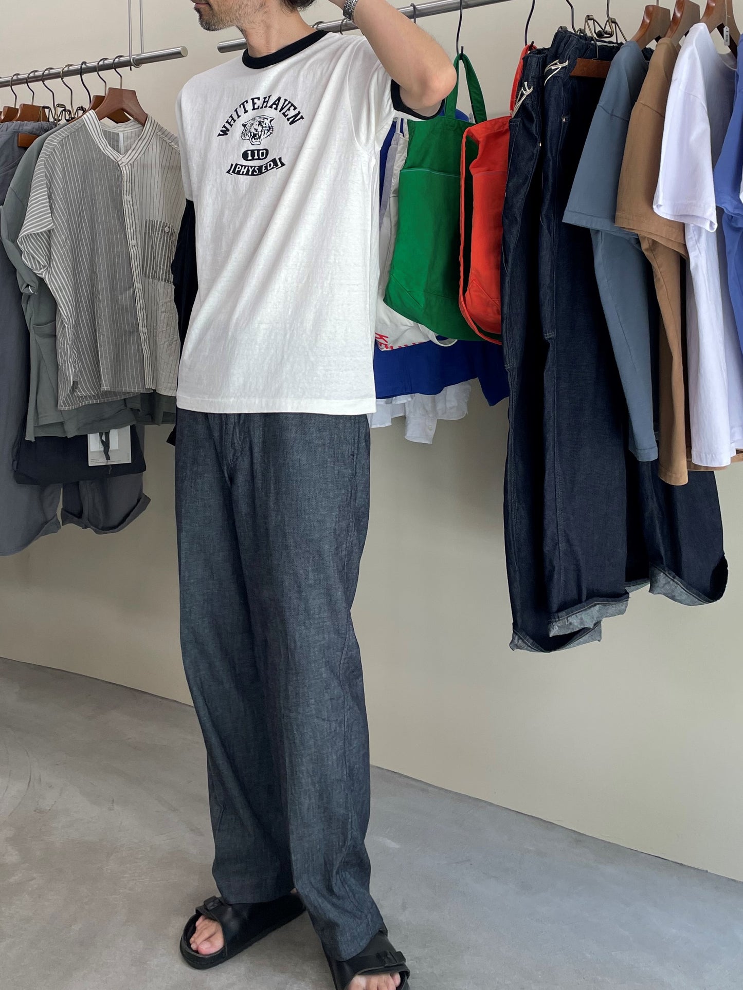 DUBBLE WORKS SS リンガープリントTシャツ /DUBBLE WORKS  SS ringer printed Tee