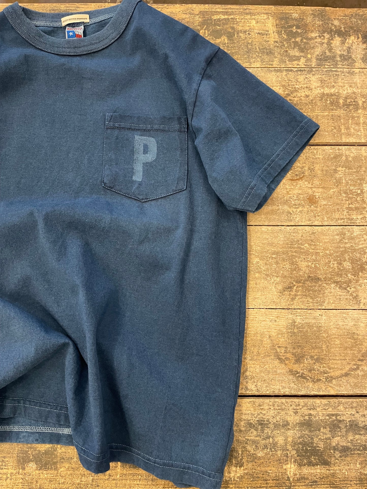CDP インディゴショートスリーブスタンプポケットTシャツ / CDP Indigo short sleeves stamp pocket T-shirt