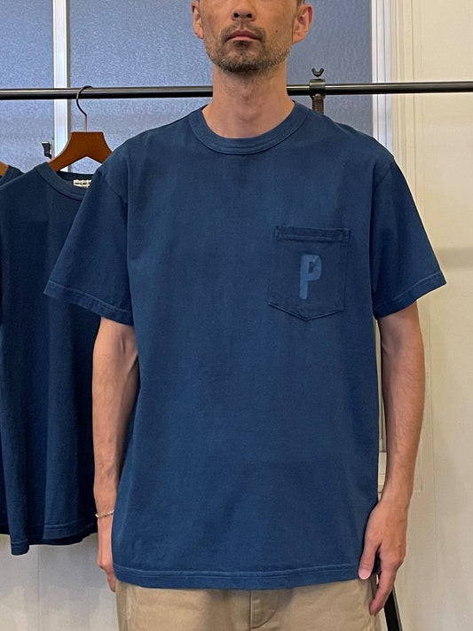 CDP インディゴショートスリーブスタンプポケットTシャツ / CDP Indigo short sleeves stamp pocket T-shirt