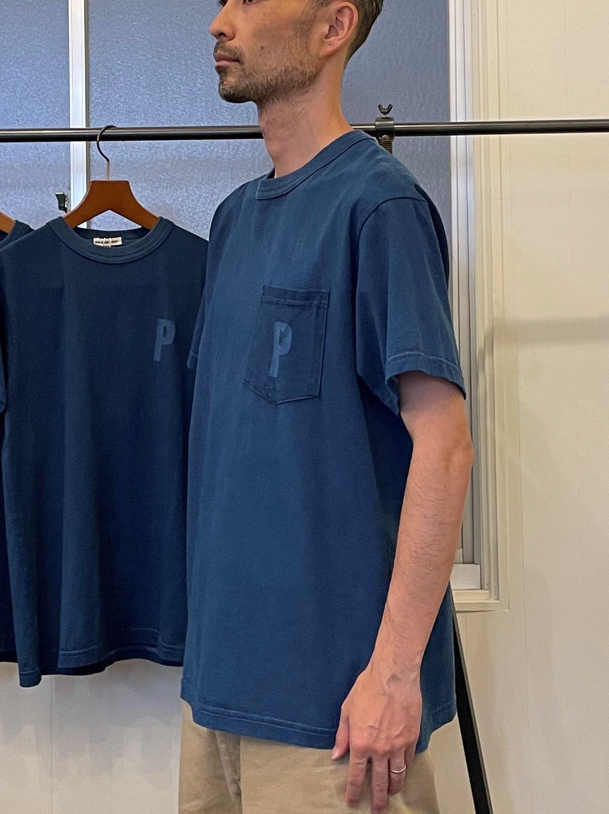 CDP インディゴショートスリーブスタンプポケットTシャツ / CDP Indigo short sleeves stamp pocket T-shirt