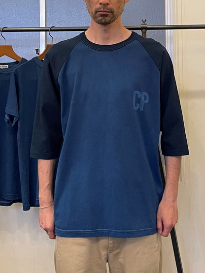 CDP インディゴクオータースリーブベイスボールスタンプTシャツ / CDP Indigo quarter sleeves baseball stamp T-shirt