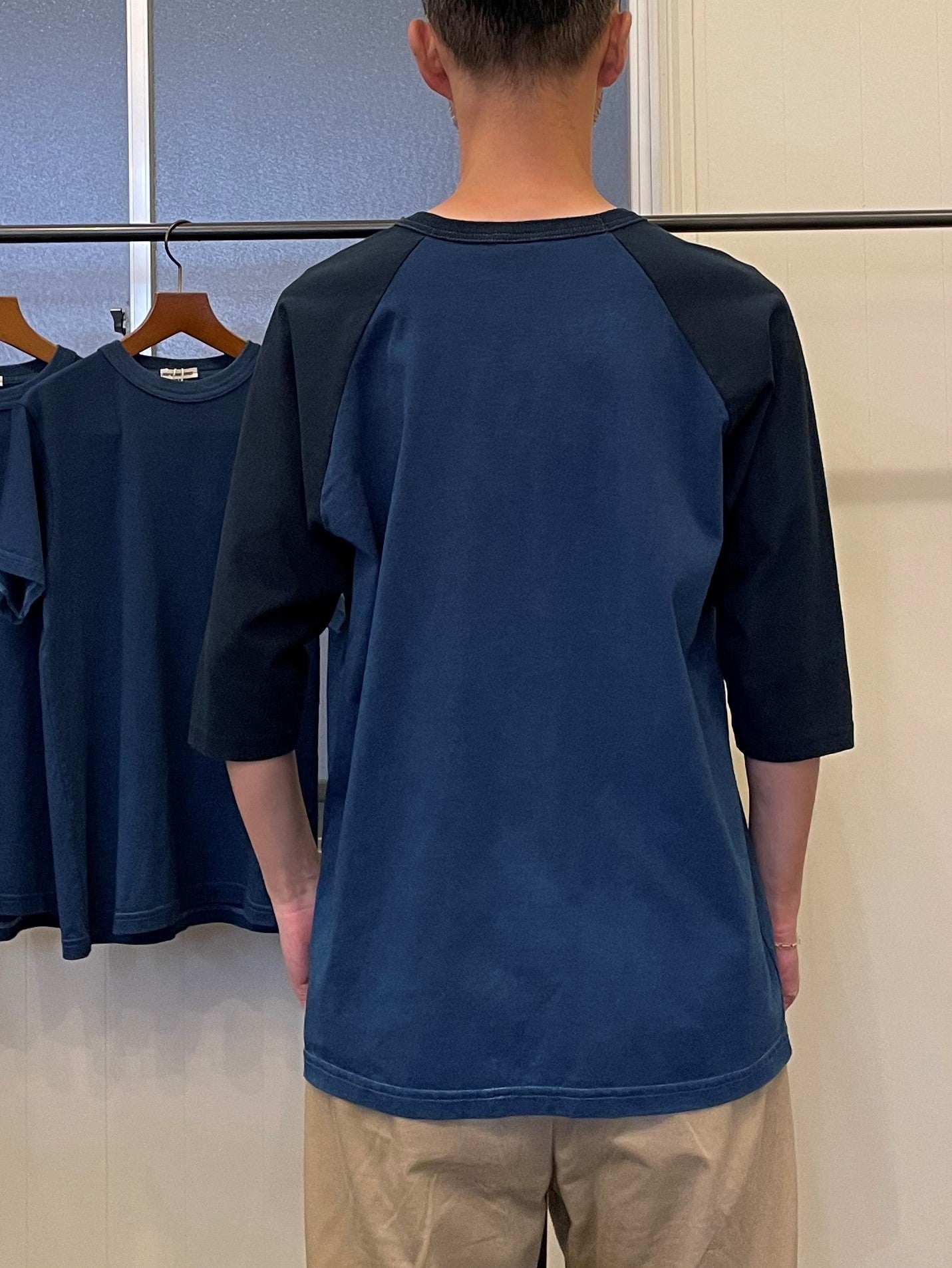 CDP インディゴクオータースリーブベイスボールスタンプTシャツ / CDP Indigo quarter sleeves baseball stamp T-shirt